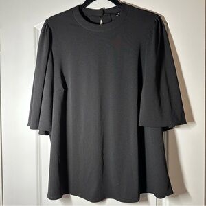 Universal Standard Crepe Jersey Capelet Blouse, Black, Sz 14-16, EUC